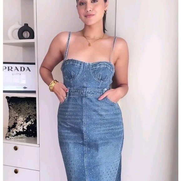 Zara | Dresses | Zara Studded Denim Bustier Dress | Poshmark